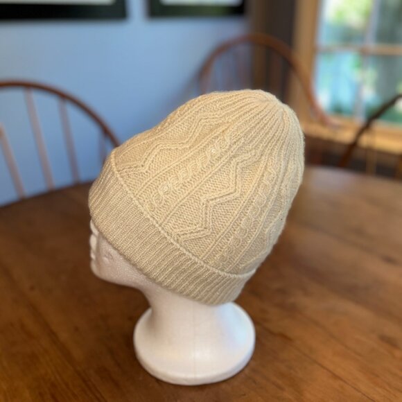 Portolana Cashmere Hat, Tan, Cables, Gold Flecks - Picture 4 of 6